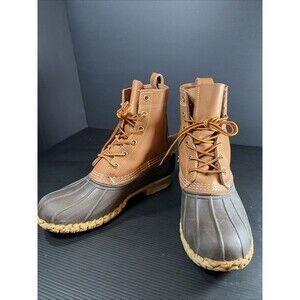 L.L. Bean Duck Bean Boots Brown Leather Waterproof 8" Womens Size 8 M